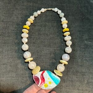 Vintage 80's Statement Necklace Moon Glow beads